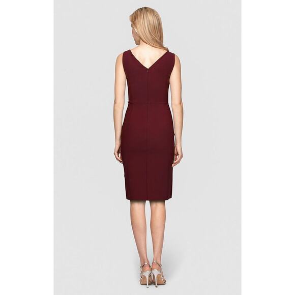 Alex Evenings Compression Dress Size 14 Ruffle Skirt Beaded Detail Wine Cocktail - Picture 2 of 14
